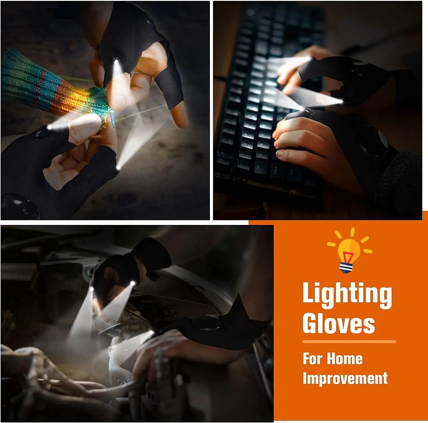 LED Half Finger Gloves Waterproof